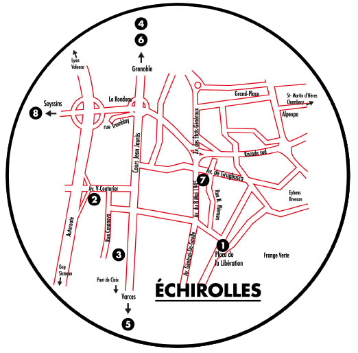 plan échirolles avec les emplacements des expositions